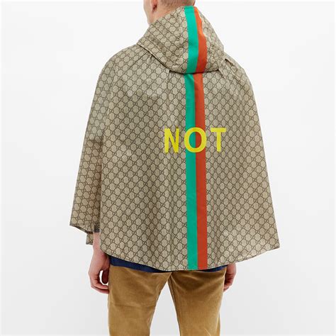 Gucci Fake Not Jacquard Nylon Poncho Beige & Multi 